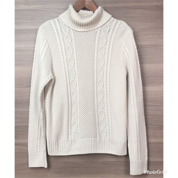 JEANNE PIERRE Sweaters - Vtg Jeanne Pierre Turtle Neck Cable Knit Sweater